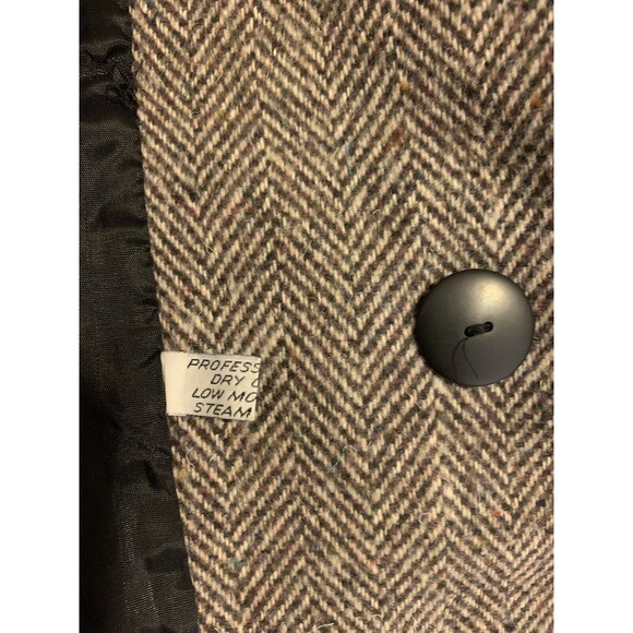 Vtg Spencer Douglas Women Wool Coat Dbl Breasted M/L Brown Herringbone Peacoat - Picture 10 of 13